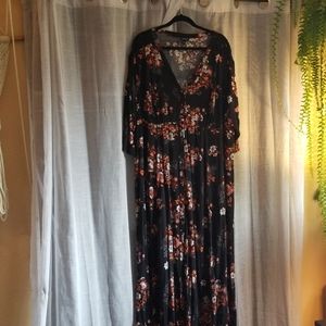 Torrid Black and Orange Floral Print Dress